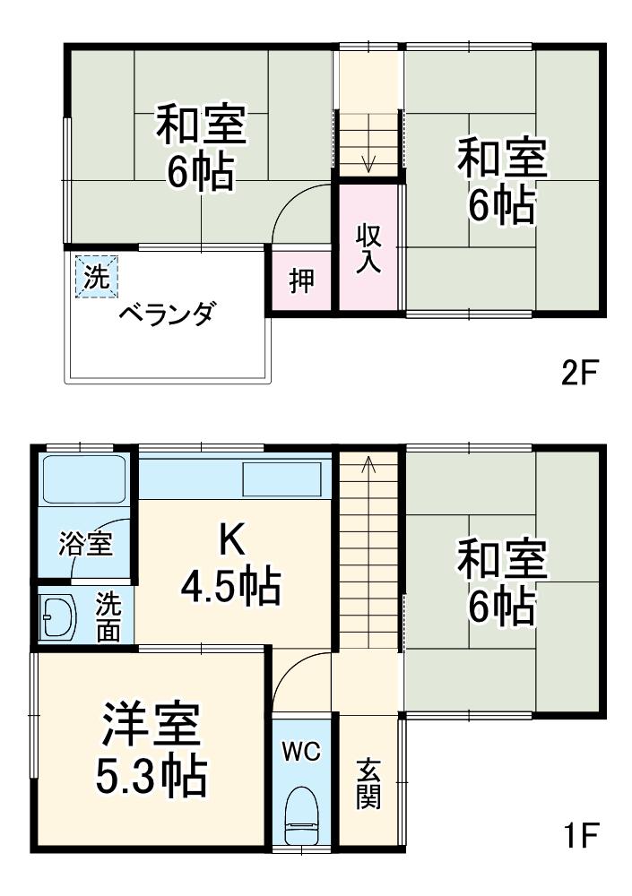 名鉄各務原線 細畑駅 徒歩9分 2階建 築43年