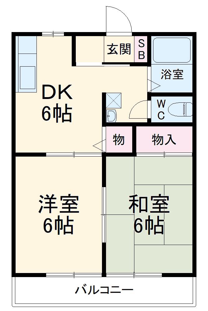 コーポ大ヶ谷戸(2DK/2階)の間取り写真