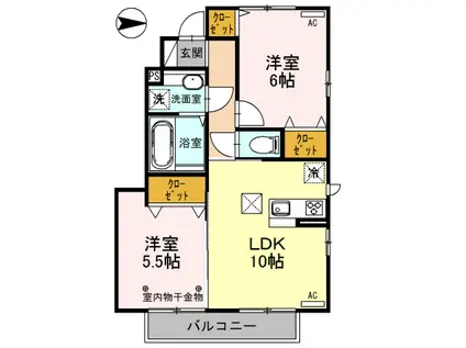 ハイグレードみずほ野Ⅲ(2LDK/1階)の間取り写真