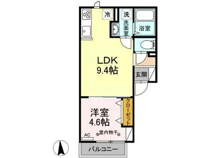 ソレアード(1LDK/2階)の間取り写真