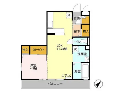 エテルノ(1LDK/2階)の間取り写真