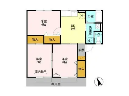 マーベラス(3DK/1階)の間取り写真