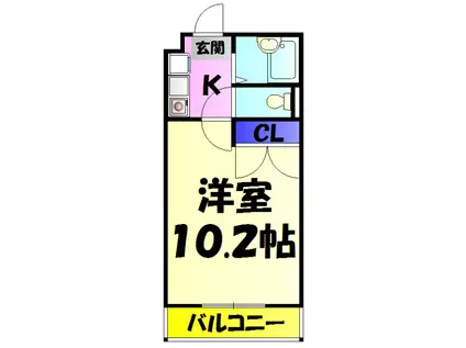 ハイム和(1K/2階)の間取り写真