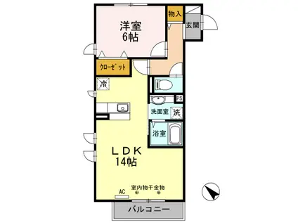 ラフィネ(1LDK/3階)の間取り写真