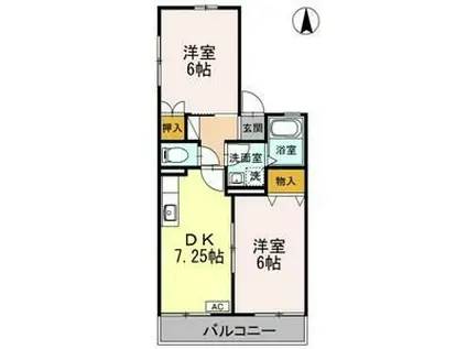 ハイカムール青山(2DK/1階)の間取り写真