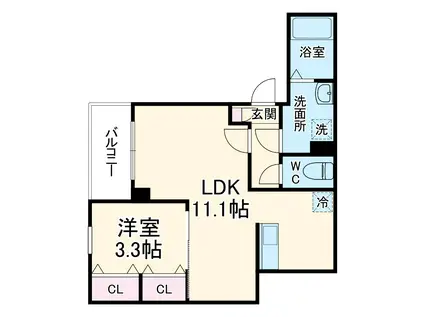 ジーメゾン名古屋楠ルミナス(1LDK/1階)の間取り写真