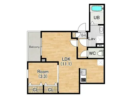 ジーメゾン名古屋楠ルミナス(1LDK/3階)の間取り写真