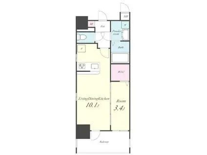 BELLAGIO川口本町(1LDK/8階)の間取り写真