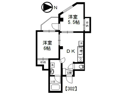 タウンハイツ鷺沼(2DK/3階)の間取り写真