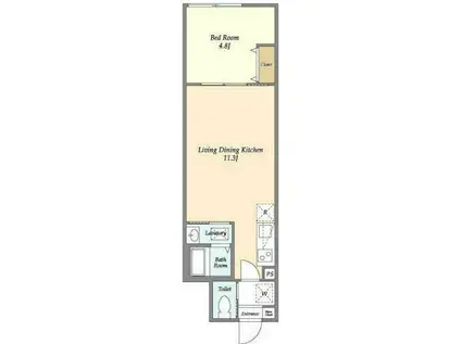 ウェルスクエア豊島千川(1LDK/1階)の間取り写真