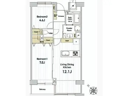 インプルーブ千川(2LDK/4階)の間取り写真