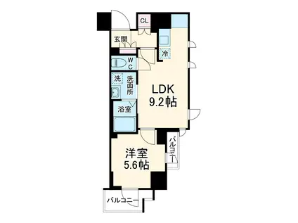 ジオエント四条大宮(1LDK/4階)の間取り写真