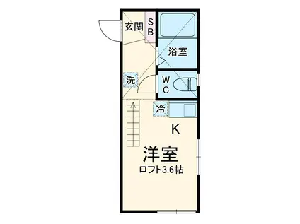 G・Aヒルズ白楽Ⅱ(ワンルーム/1階)の間取り写真