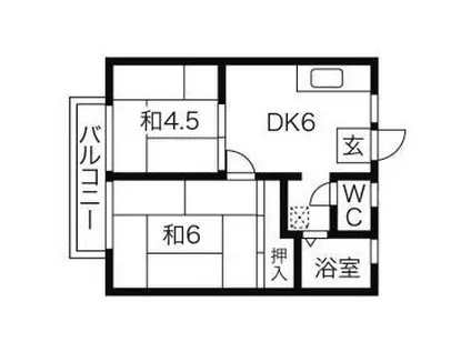 ホワイトハイツ篠崎(2DK/1階)の間取り写真