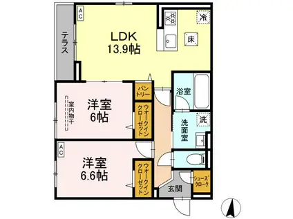 D PAINA 子母口Ⅱ(2LDK/1階)の間取り写真