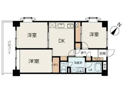 サントミグランドールマンション(3DK/5階)の間取り写真