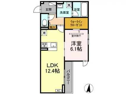 D PAINA 子母口Ⅱ(1LDK/3階)の間取り写真