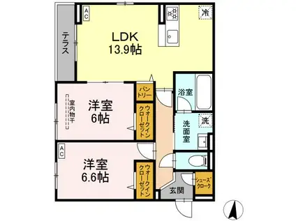 D PAINA 子母口Ⅱ(2LDK/3階)の間取り写真