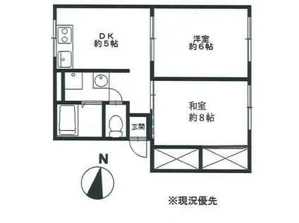 カーサ・タナカ(2DK/1階)の間取り写真
