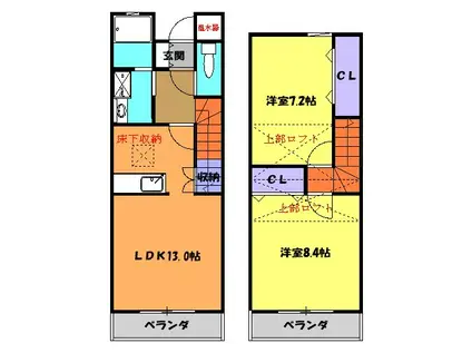 ヴィラマイオ(2LDK/1階)の間取り写真