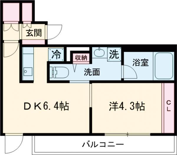 デュオメゾン自由が丘(1DK/3階)の間取り写真