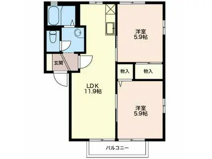 シプレーヌ大村 A(2LDK/2階)の間取り写真