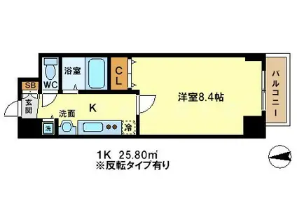 プレサンス二条城北聚楽(1K/10階)の間取り写真