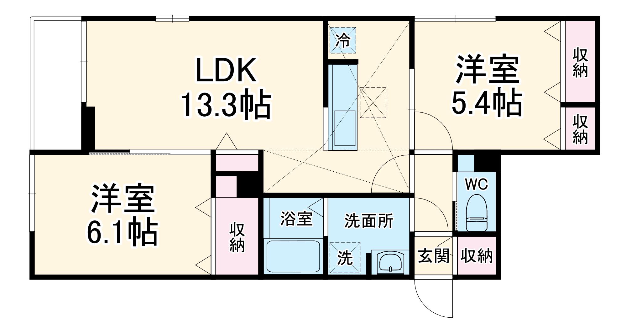 ピースコート登戸Ⅵ(2LDK/2階)の間取り写真