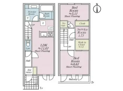 オルキデ蘆花公園六番館(2SLDK/1階)の間取り写真