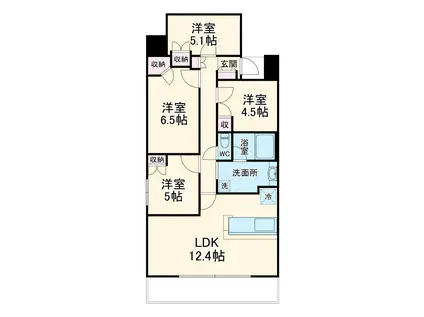 クレヴィア相模大野(4LDK/2階)の間取り写真