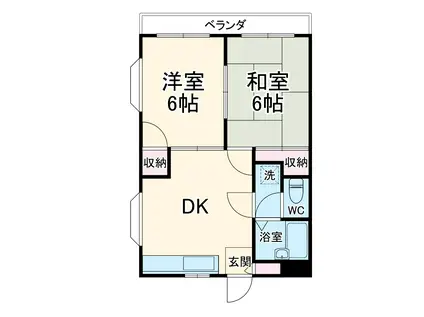 ナンブスカイハイム原(2DK/3階)の間取り写真