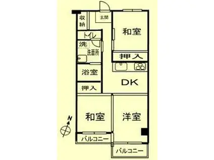 サンスクエア川崎5号棟(3DK/11階)の間取り写真