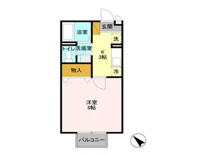 ブリイエ 22(1K/1階)の間取り写真