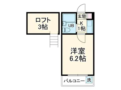 ハイム中原(1K/2階)の間取り写真