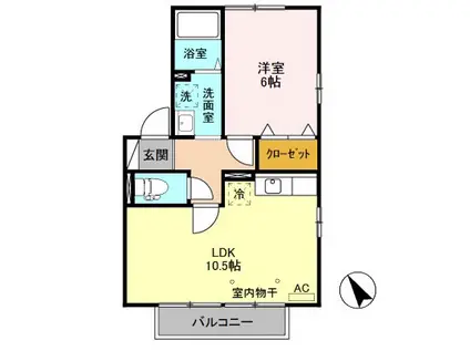 NKハイツⅡ(1LDK/2階)の間取り写真