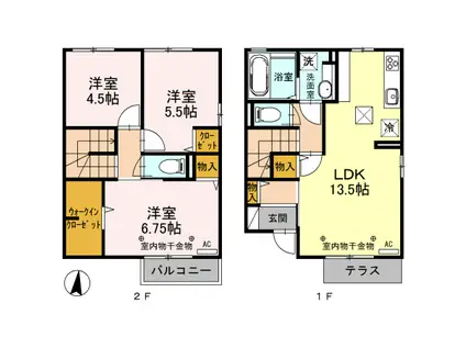 コンフォールA(3LDK/1階)の間取り写真