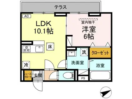 CHATEAU AVENIR 調布(1LDK/1階)の間取り写真