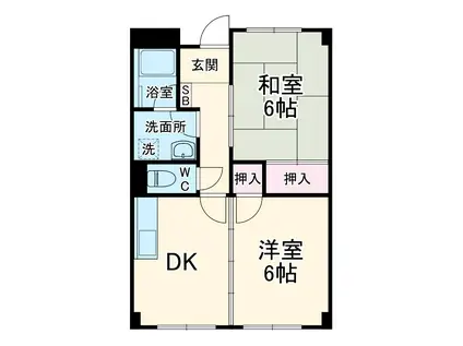 リンピア魚住(2DK/1階)の間取り写真