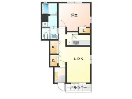ミッテフリーデⅢ(1LDK/1階)の間取り写真