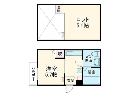 ロフティ四条大宮(1K/1階)の間取り写真