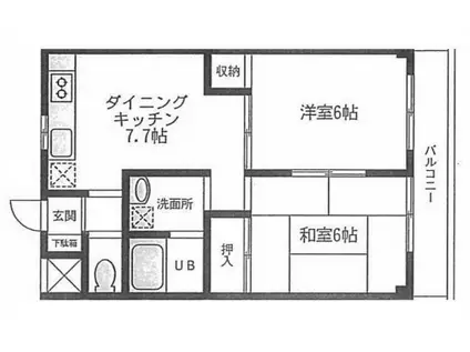 クォード山口1(2DK/3階)の間取り写真