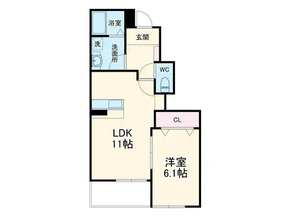 メゾン・ドシャビ 鳥山(1LDK/1階)の間取り写真