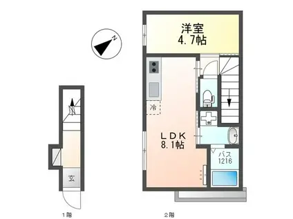 コンフォール・エメ(1LDK/2階)の間取り写真