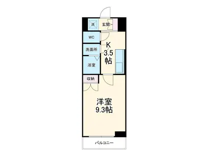 シーズンコート東海通(1K/3階)の間取り写真