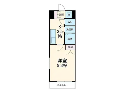 シーズンコート東海通(1K/2階)の間取り写真