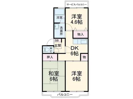 ガーデンハイム大和(3DK/1階)の間取り写真