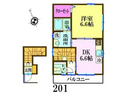 ナリトモ白旗B(1DK/2階)の間取り写真