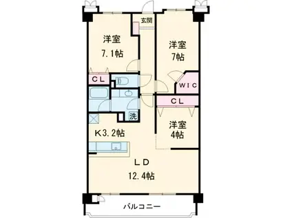 アルファグランデ一之江参番館(3LDK/3階)の間取り写真