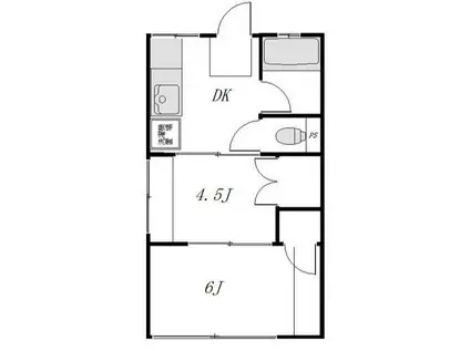 ユバラドリームハイツ(2K/1階)の間取り写真