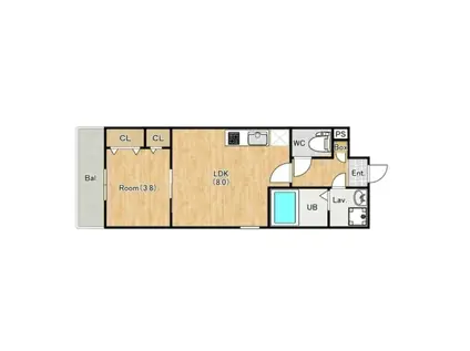 ジーメゾン我孫ドマーニ(1LDK/1階)の間取り写真